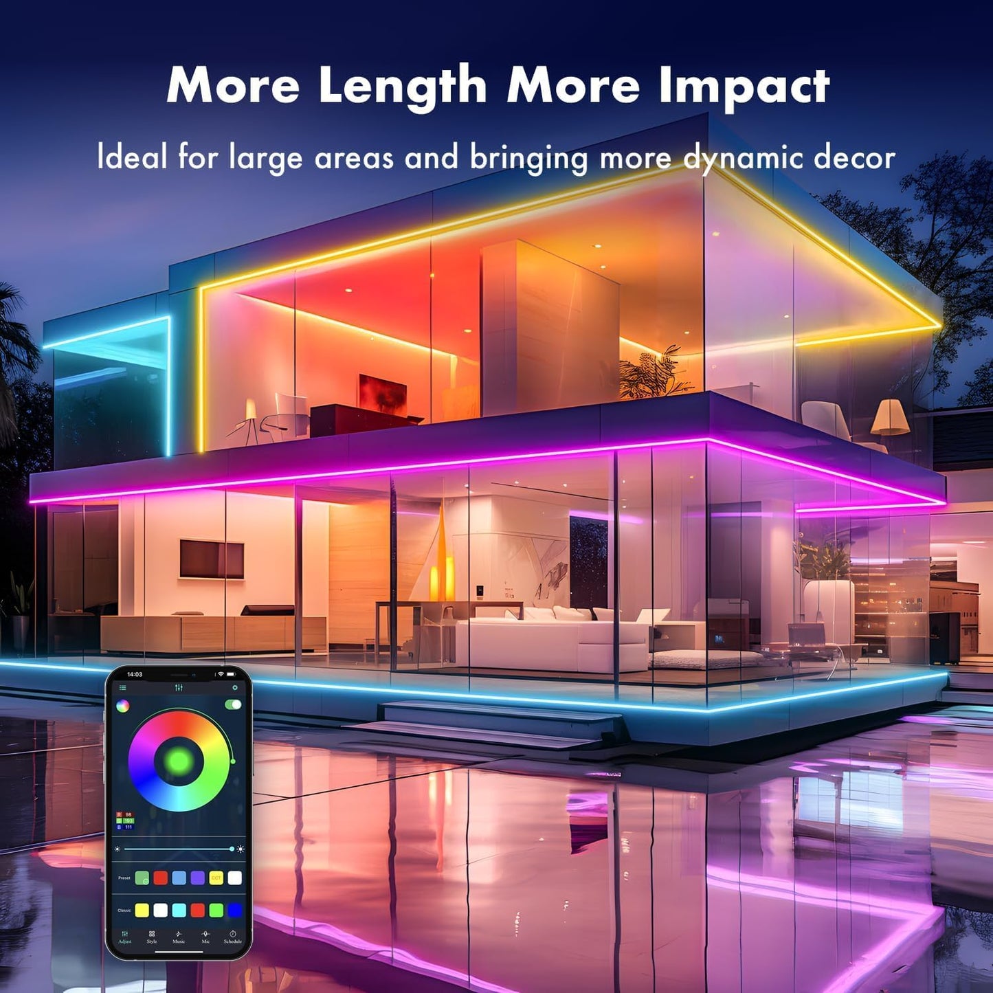 RGB Neon LED Strip Light with App Control 5 Meter