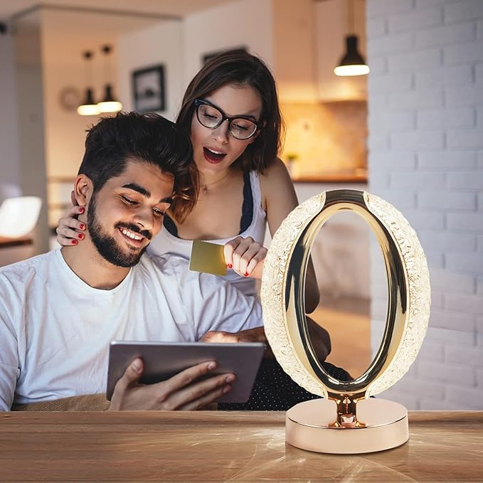 Oval Crystal LED Table Lamp | Touch Sensor Night Light for Home & Office
