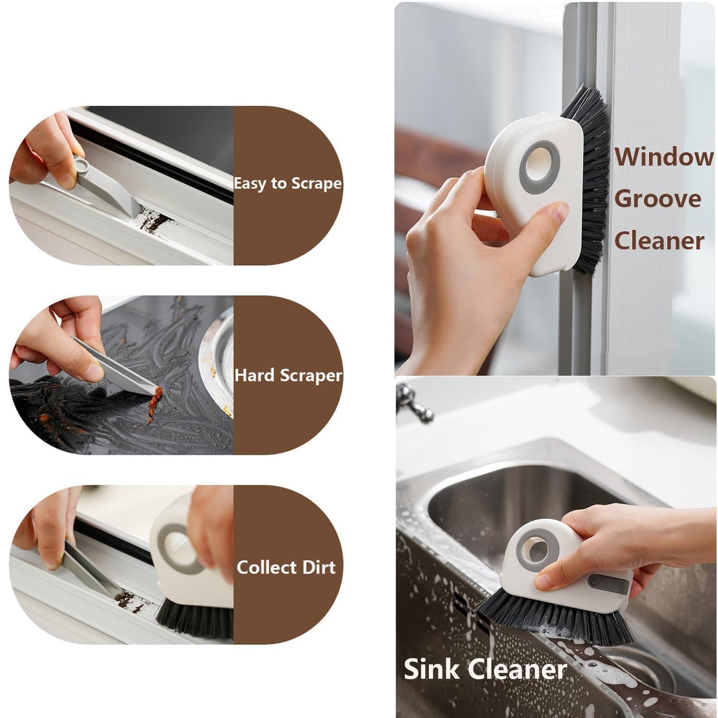 Snail Shape Window Cleaning Brush | Groove & Window Track Cleaner | Multipurpose Cleaning Tool