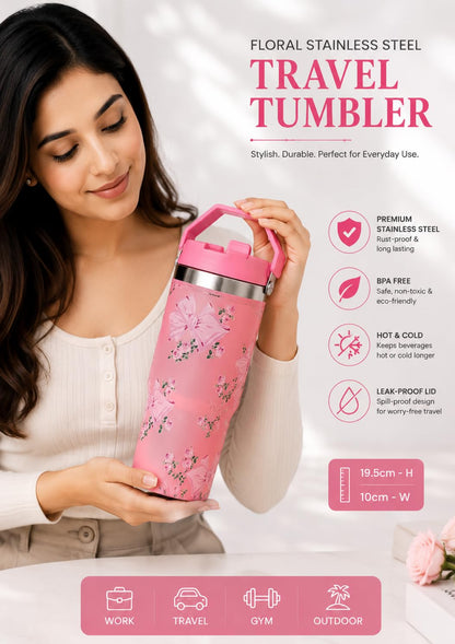 900ml Stylish Tumbler with Handle and Lid | Travel Drinking Cup