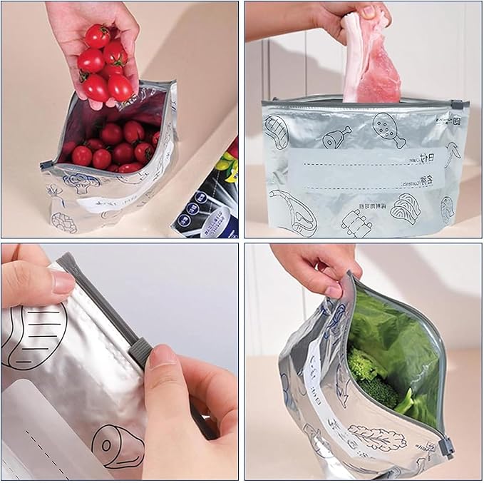 30 Pcs Reusable Aluminum Foil Food Storage Bags – Leakproof Zip Lock