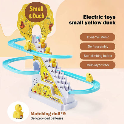 Small Duck Climbing Stairs Toy with Music & Lights – Duck Track Escalator Toy for Kids (3 Ducks Included)