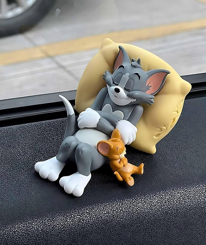 Tom and Jerry Cute Sleeping Figurine – Resin Cartoon Showpiece for Home Decor & Gift
