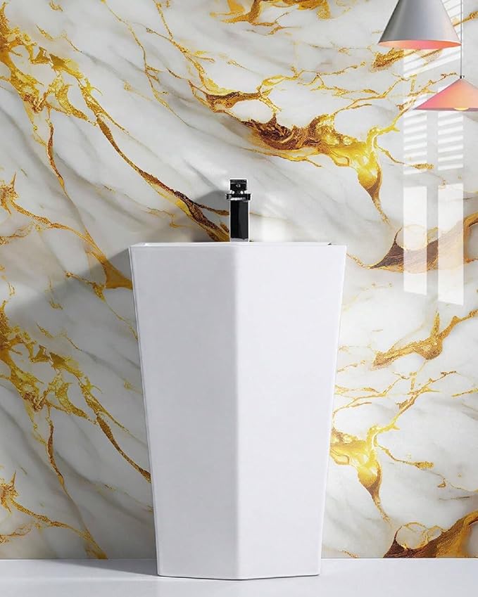 Gold White Premium Wall Stickers DIY Wallpaper(60x200cm) (Gold White)