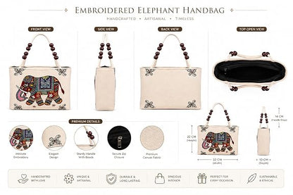 Elephant Bag | Ethnic Canvas Tote Bag for Women | Stylish Shoulder Handbag