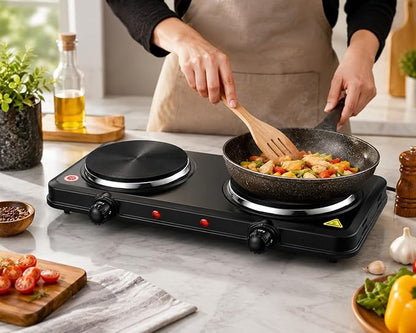 2500W 2 in 1 Electric Hot Plate Double Burner Cooktop