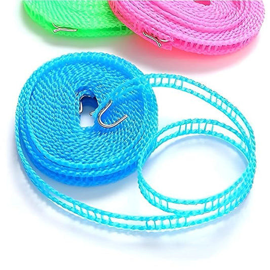 Homeguru Cloth Line Windproof Anti-Slip Clothes Drying Nylon Rope with Hooks