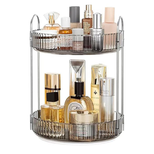 360° Rotating Makeup Organizer Box 2 Layer | Cosmetic Storage Organizer Stand