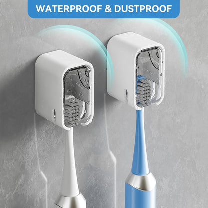 Toothbrush Holder with Dustproof Clear Window (Pack Of 4) | Wall Mounted Toothbrush Organizer for Bathroom