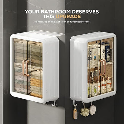 Multipurpose Wall Mounted Storage Cabinet with Transparent Doors – Kitchen, Bathroom & Cosmetic Organizer Rack