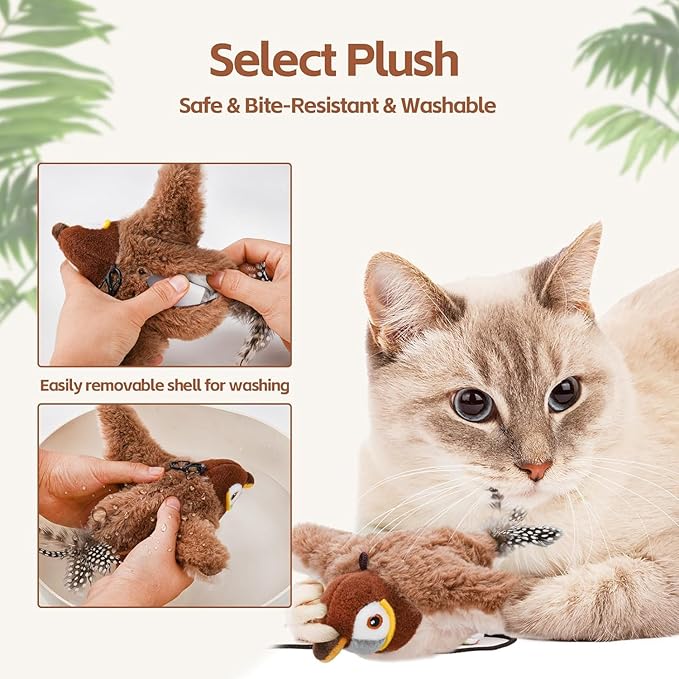 Interactive Flapping Bird Cat Toy with Sound