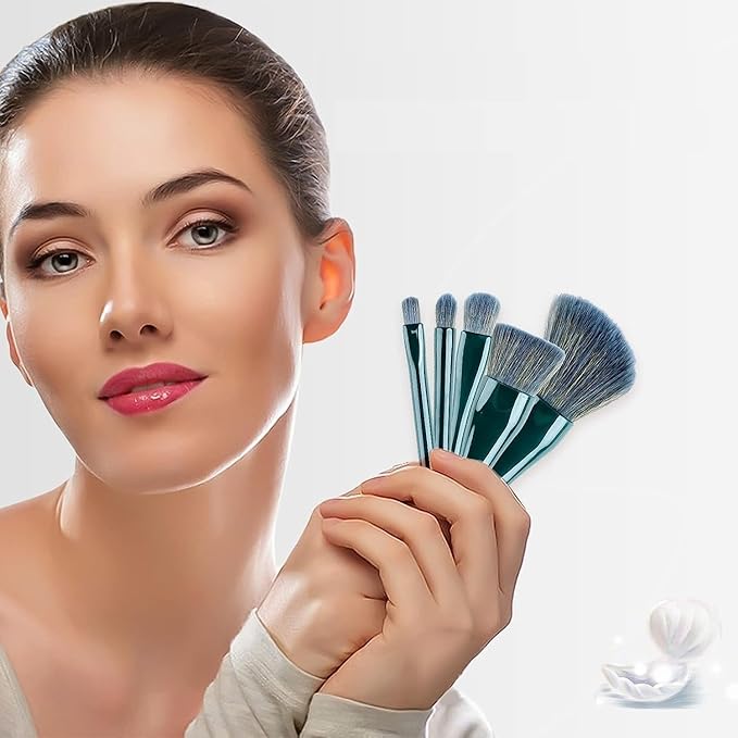 5-in-1 Portable Makeup Brush Set with Built-in Mirror – Travel-Friendly Multifunction Beauty Brush Kit