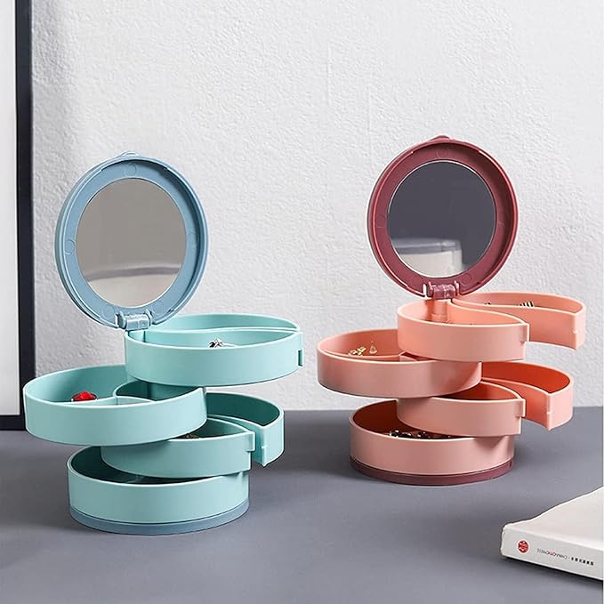 4-Layer 360 Degree Rotating ROUND Jewellery Organizer Box