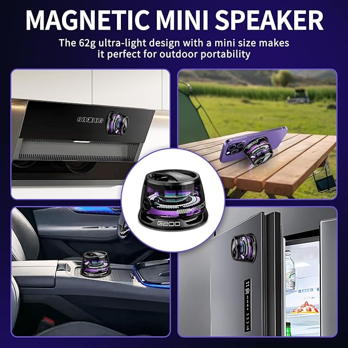 G200 Magnetic Bluetooth Speaker with RGB Lights & Strong Bass