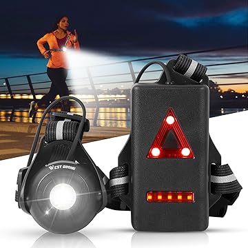 Rechargeable LED Chest Headlamp with Safety Tail Light