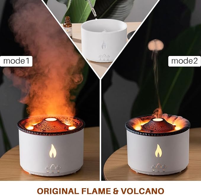 Volcano Flame Humidifier – 3D Fire Effect Aroma Diffuser & Air Purifier