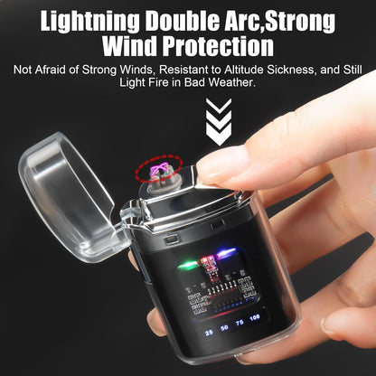 Rechargeable Dual Arc Plasma Lighter with LED Display – Windproof USB Electric Lighter