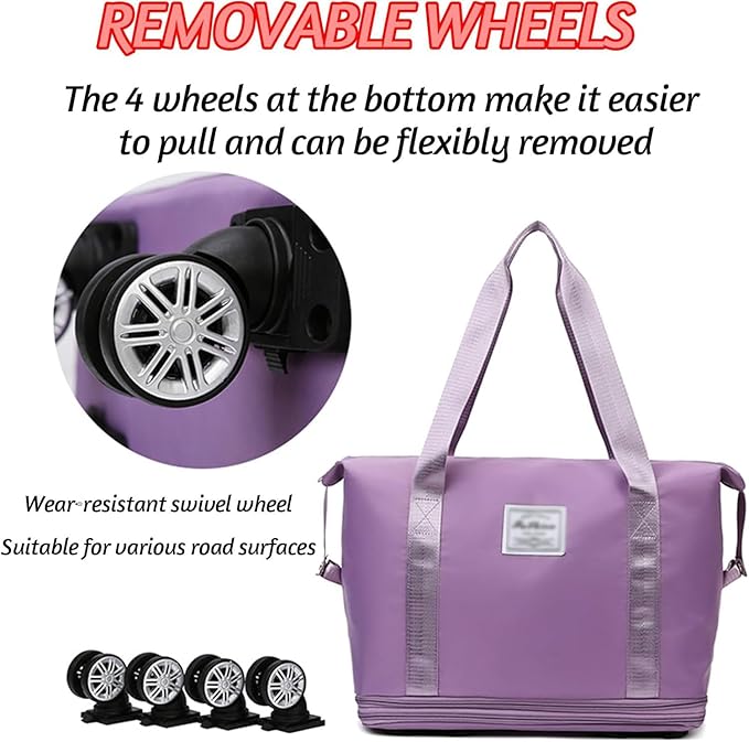 Stylish 2-Layer Duffel Trolley Bag with Wheels | Foldable Travel Luggage Bag for Men & Women