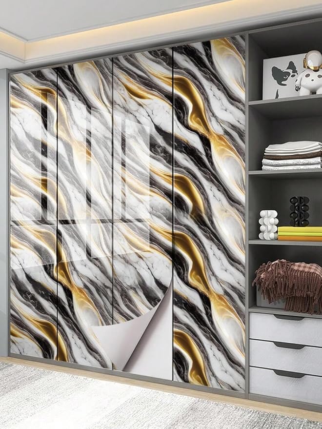 Premium Wall Stickers DIY Vinly Wallpaper (Black Gold)