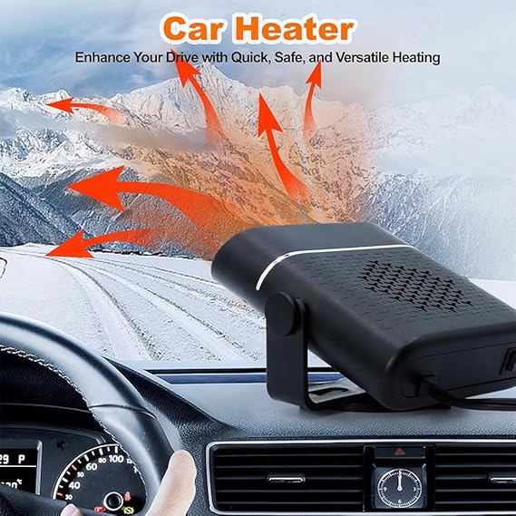 2 in 1 Portable Car Heater & Defogger | 12V Fast Heating with 360° Adjustable Design
