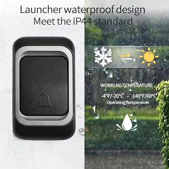 Wireless Doorbell Kit Black Color | Remote Door Bell with Receiver | Smart Home Door Chime