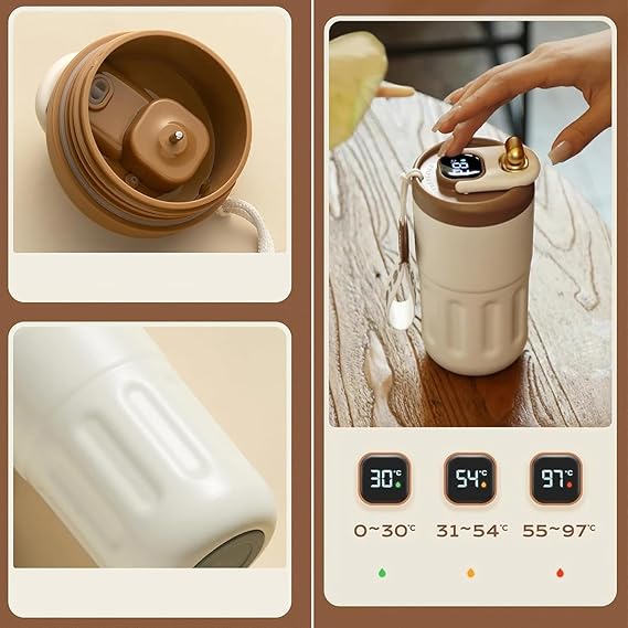 Smart Temperature Display Travel Coffee Mug | Double Wall Stainless Steel Thermal Cup 460ML