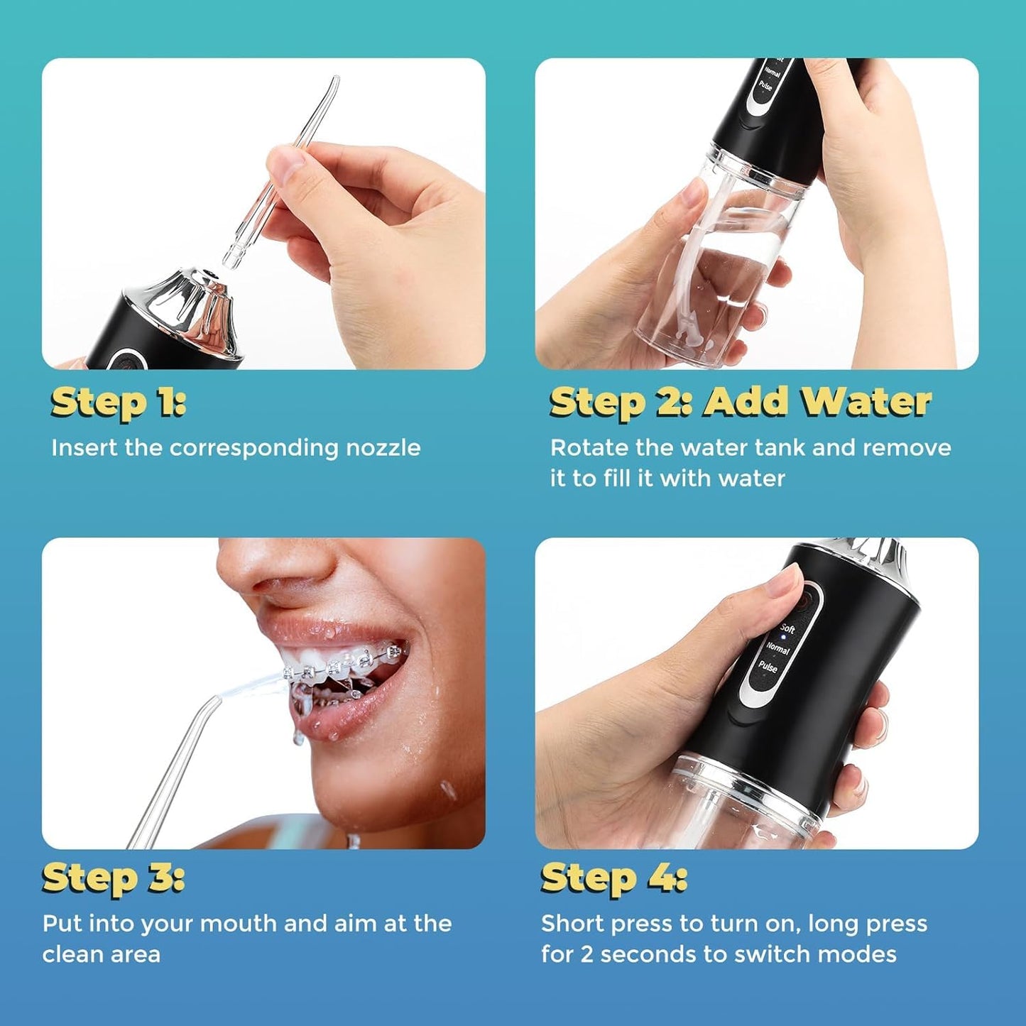 Portable Oral Irrigator Water Flosser – Rechargeable Dental Cleaner with 5 Nozzles