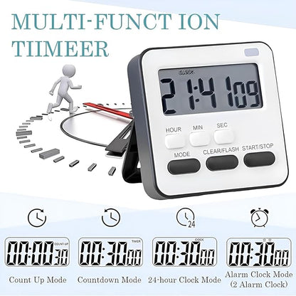 Digital Timer Clock for Kitchen, Baking & Study | Loud Alarm Stopwatch with Stand
