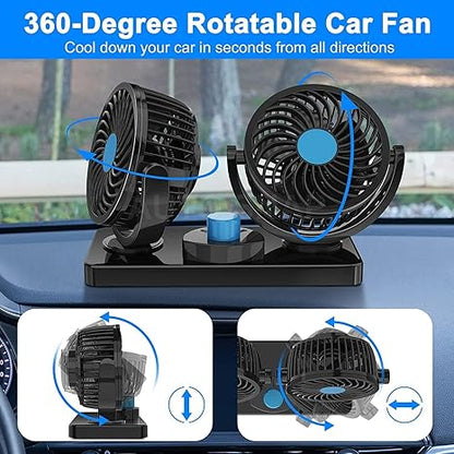 Portable Electric Car Cooling Fan – Dual Head Adjustable 12V Vehicle Air Circulation Fan