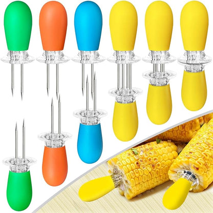8PCS Stainless Steel Corn Cob Holders | Interlocking Anti-Slip Corn Skewers