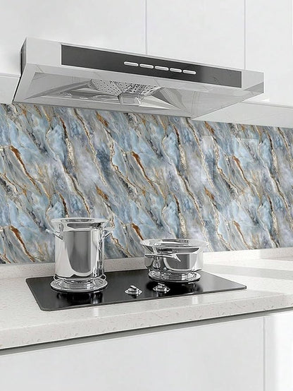 Decorative Blue Grey Gold Wallpaper (Natural Mountain) (60*200 CM)