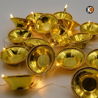 Premium Golden LED Diya String – 1 Wire with 10 Connected Diya