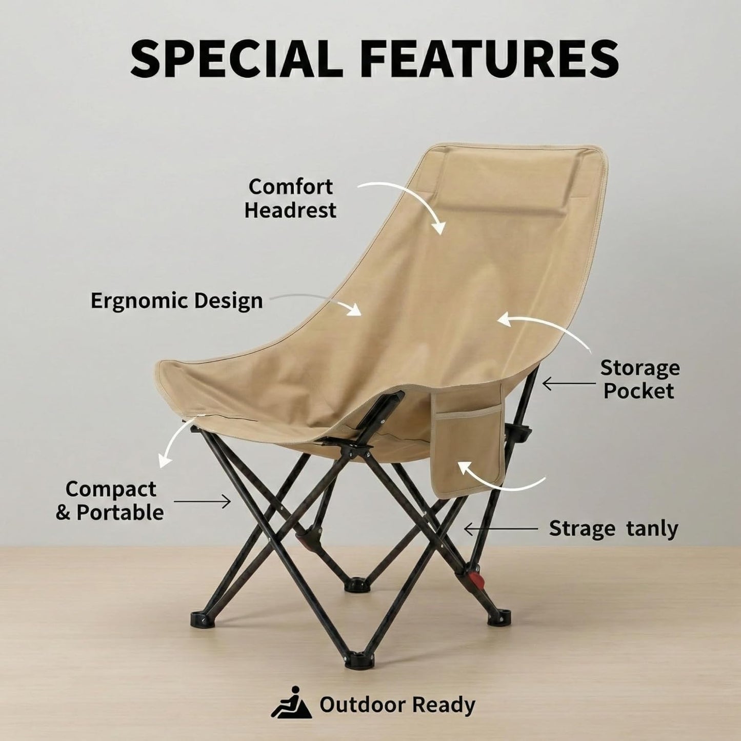 Camping Chair with Footrest | Portable Folding Lounge Chair with Carry Bag | Outdoor Relax Chair