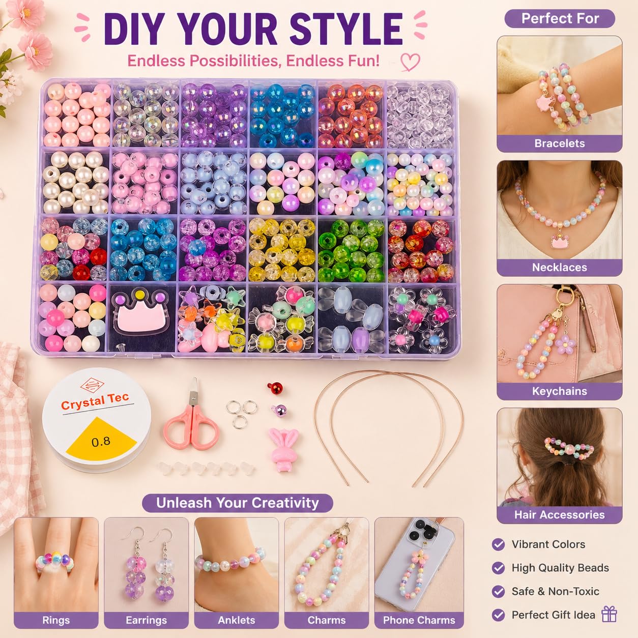 DIY Bracelet Making Kit with Alphabet Beads & Accessories