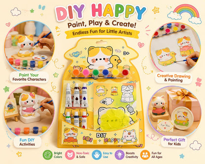 DIY Happy Cat Painting Kit for Kids | Color Paint Art & Craft Set