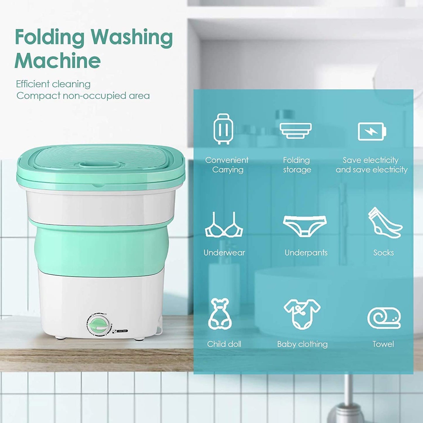 Foldable Mini Portable Washing Machine – Compact Laundry Washer for Travel, Home & Hostel