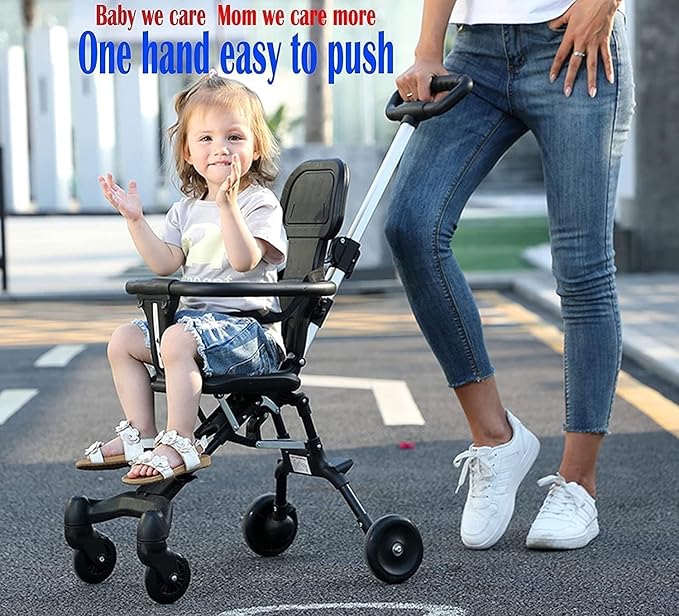 Foldable Baby Stroller with Canopy – Lightweight Compact Kids Travel Pram with Safety Seat & Storage Basket