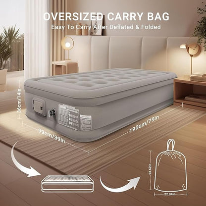 Single Size Inflatable Air Bed with Built-in Air Pump