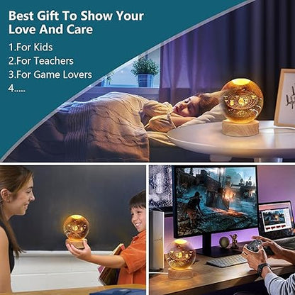 3D Galaxy Crystal Ball Night Lamp, Solar System Crystal Ball Night Light