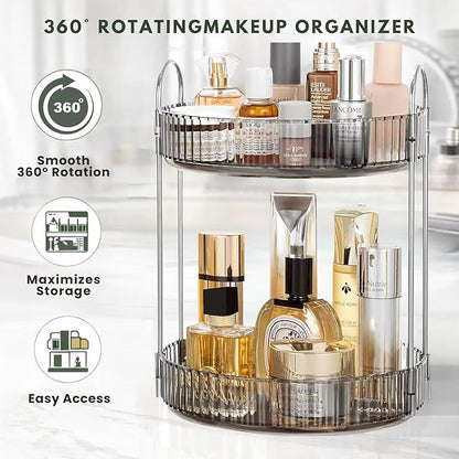 360° Rotating Makeup Organizer Box 2 Layer | Cosmetic Storage Organizer Stand