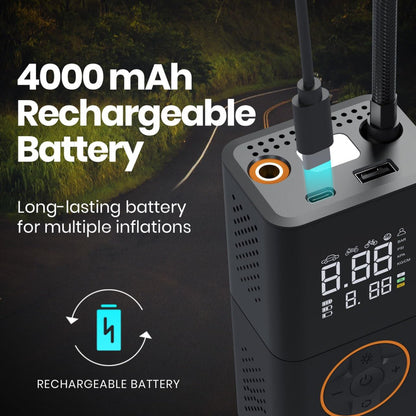 Cordless Car & Bike Tyre Inflator with LED Light – Digital Air Compressor