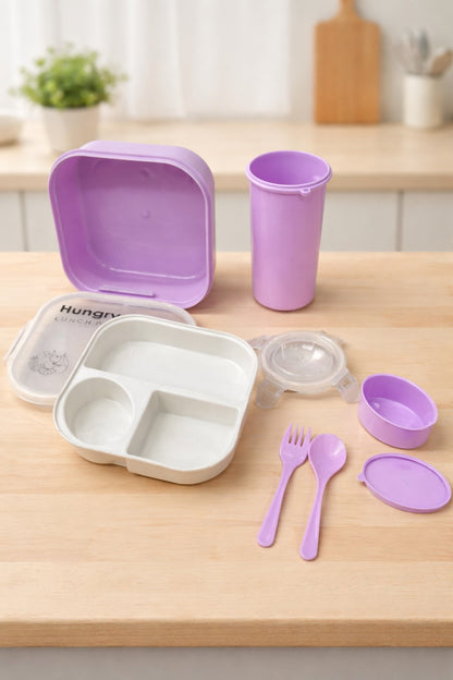 Lunch Box with Water Bottle & Spoon | Leakproof Food Container for Office & School