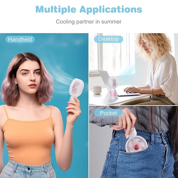USB Rechargeable Mini Hand Fan Portable Cute Personal Cooling Fan