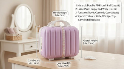 Mini Hard Shell Travel Makeup Case & Cosmetic Vanity Organizer