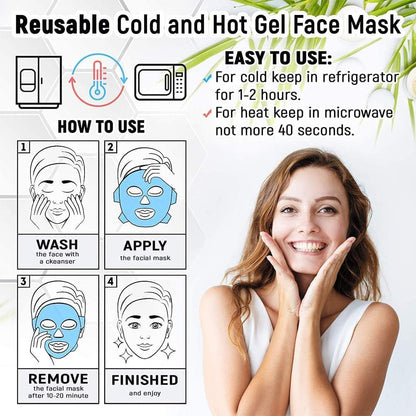 Reusable Ice Gel Face Mask Cooling Therapy for Puffy Eyes, Face & Skin Care