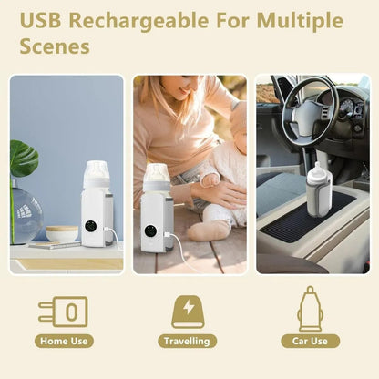 Portable Rechargeable Baby Milk Warmer Bottle with Digital Display | USB Travel-Friendly
