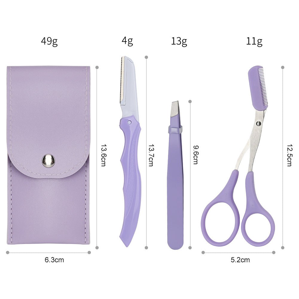 3-in-1 Eyebrow Grooming Kit | Eyebrow Razor, Scissor Comb & Tweezer Set