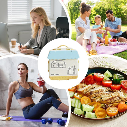 Cute Home Shape Kids Lunch Box | Cute House Design Bento Box with Compartments for School & Picnic