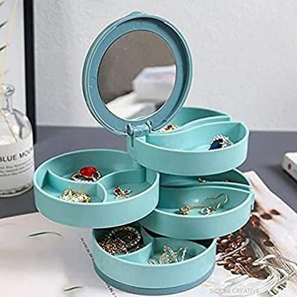 4-Layer 360 Degree Rotating ROUND Jewellery Organizer Box