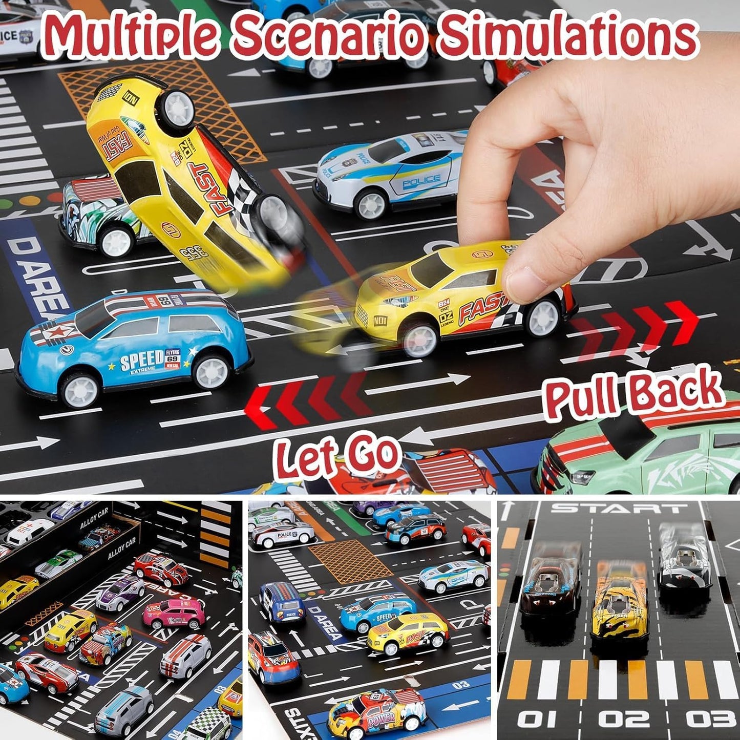 48 PCS Alloy Pull Back Car Set with Container Storage | Mini Metal Toy Cars for Kids